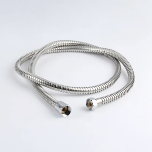 1.5 meter stainless steel 201 polished double lock shower hose with zinc nut and pvc inner tube